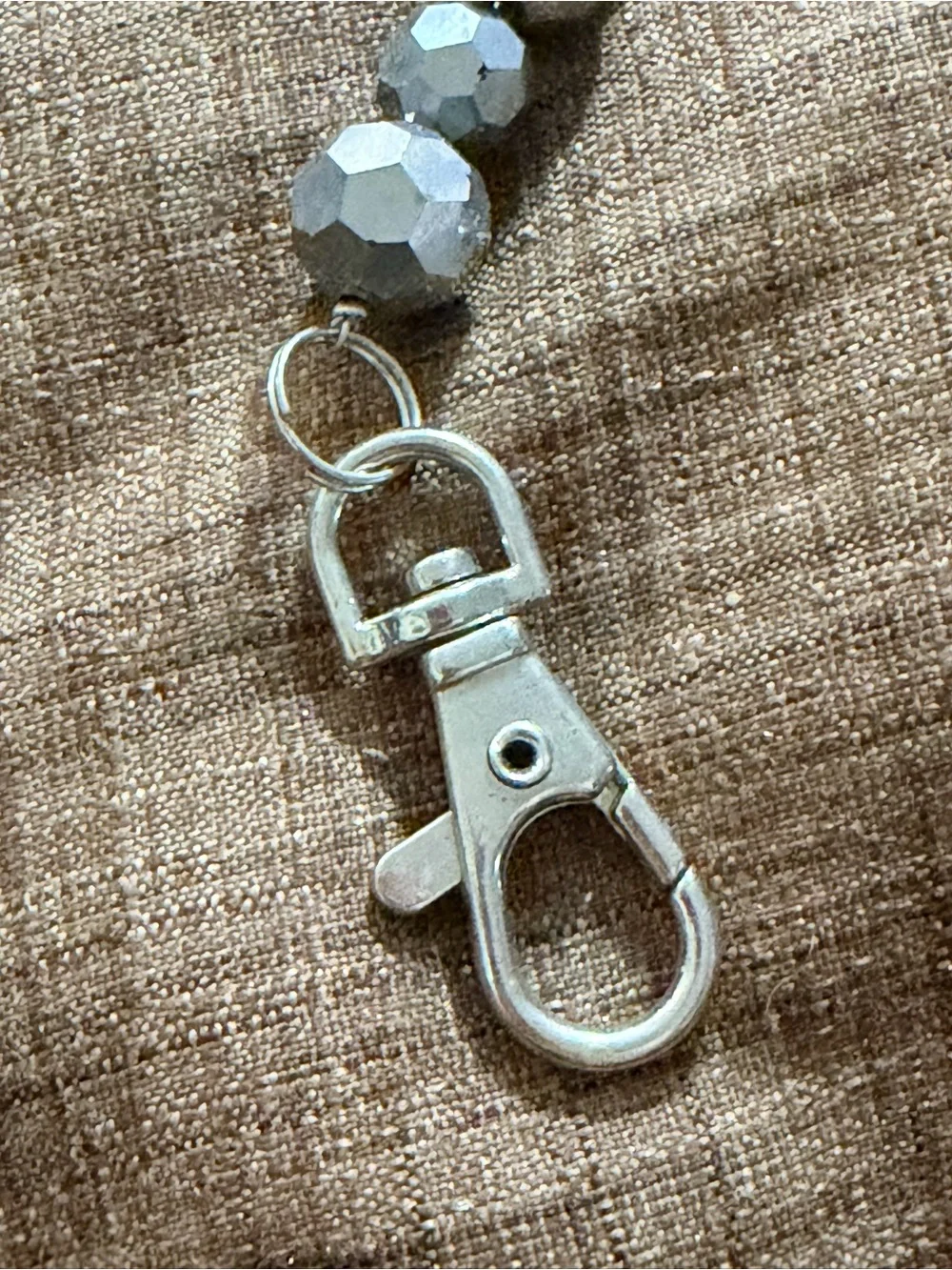 Silver Faceted Bead Lanyard with Lobster Clasp
